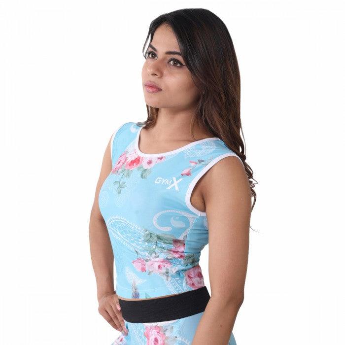 Floral Blue Short Top: Tropical Series- Sale - GymX