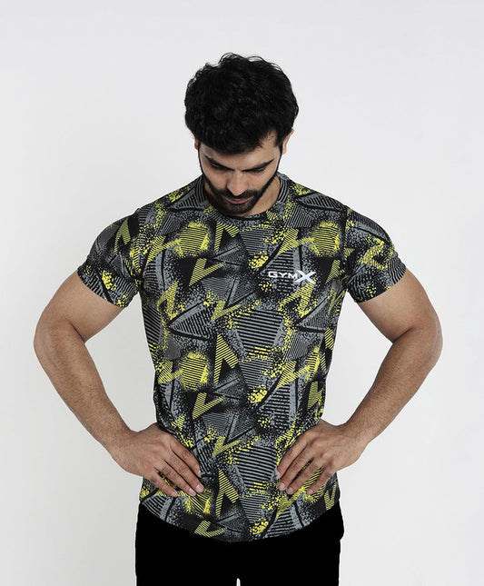 Bolt Yellow Camo Tee (4 way stretch)- Sale - GymX