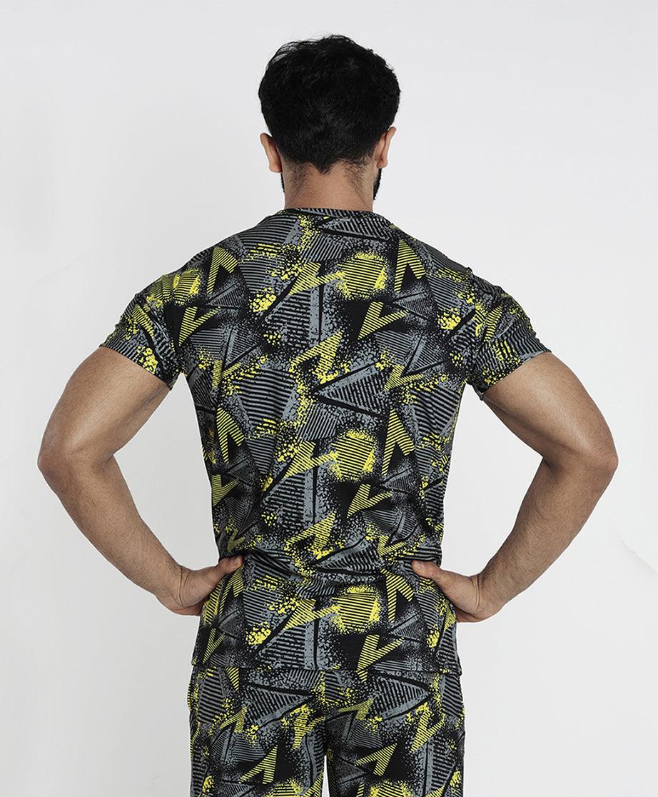 Bolt Yellow Camo Tee (4 way stretch)- Sale - GymX