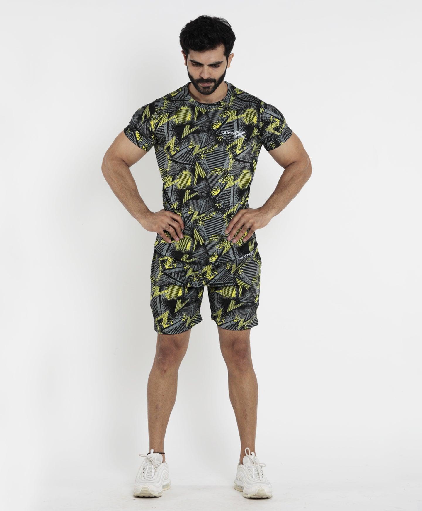 Bolt Yellow Camo Tee (4 way stretch)- Sale - GymX